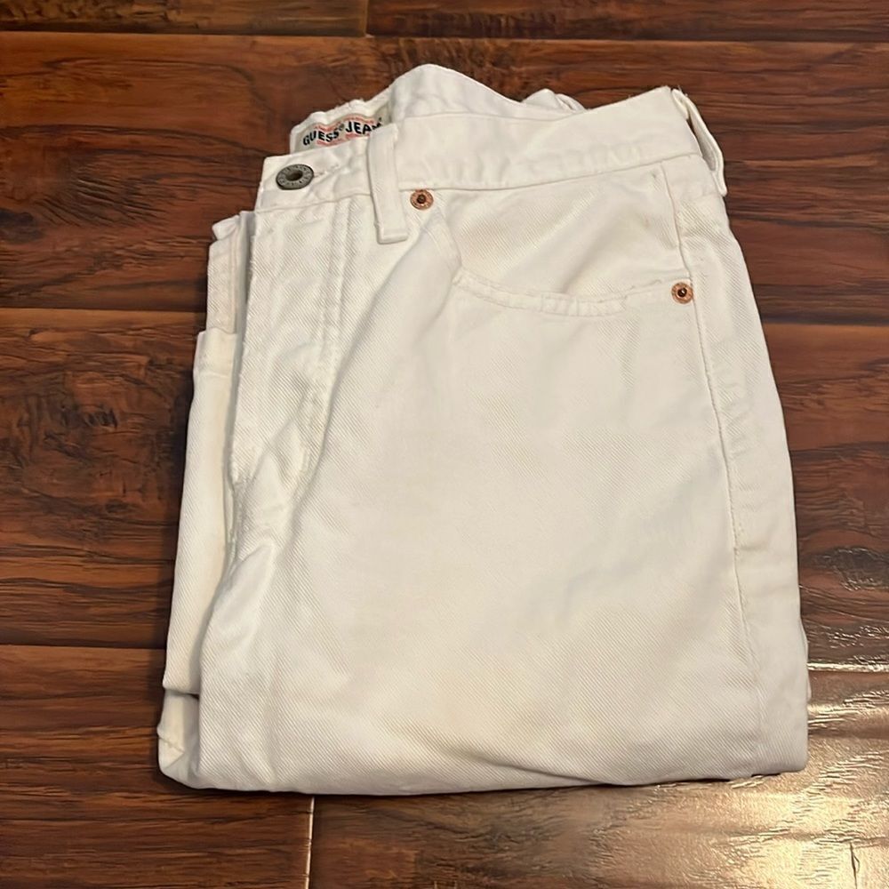Vintage Guess Jeans White Button Fly Closure Denim Jeans Casual